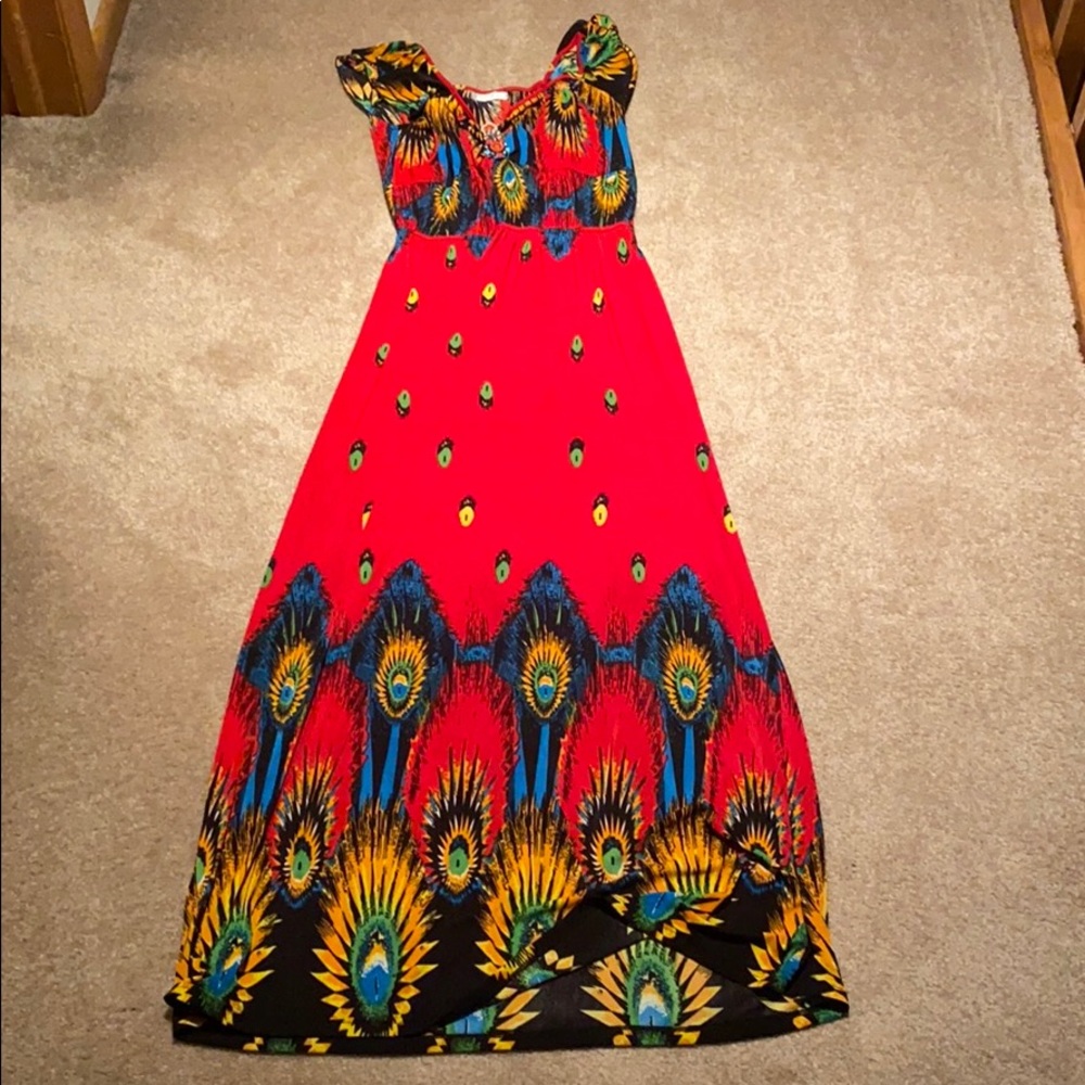 Red Printed Maxi Dress (M/L)